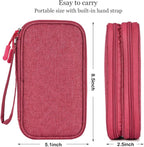 CAAORDKSO Electronic Organizer Travel Case Storage Bag, Universal Electronics Accessories Case Portable Travel Bag for Women, Cable, Cord, Charger, Phone, Power Bank, Earphone (Rose Red, Large)
