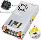 DROK 24V Power Supply, AC 110V/220V to DC 0-24V 0-20A 480W Buck Converter, Volt Amp Adjustable Adapter Regulated 5V 12V 24V Volt Switching Voltage LED Transformer Charger for Computer CCTV Lab