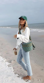 Black and White Checkered Crossbody Bag Bum Bag for Women,Spacious Checkered Purse Fanny Packs Belt Bag