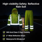 NORTHSKY Hi-Vis Reflective Rain Suit Waterproof Safety Rain Jacket Rain Gear for Men and Women Fishing Outdoor Work Raincoats