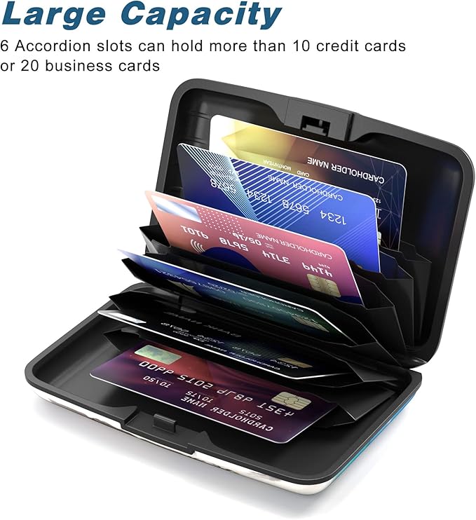 Credit Card Holder, Mini Aluminum Card Wallet RFID Blocking Slim Metal Hard Card Case for Women Men, Sea
