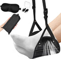 Yerliker Airplane Foot Hammock(Memory Foam) with Earplugs and Eye Mask Travel Necessities Adjustable Airplane Desk Foot Rest for Long Trip Pain and Swelling Relief(Black)