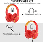 B10 Wireless Bluetooth Over-Ear Headphones, Lightweight Folding Stereo Bass Headset with Mic, 50H Playtime, Volume Control, Bluetooth 5.3 Headphones for iPad/Travel/Tablet/PC (Red)