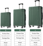 3 Piece Luggage Set, Hardside Suitcase with Spinner Wheels, TSA Lock & Expandable Hard Shell, Carry on and Checked Luggage for Travel, Maletas de Viaje for Men & Women(Green 3 Sets, 20/24/28")