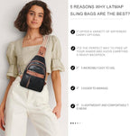 LATMAP 7L Sling Bag For Women Men Backpack Fanny Pack Crossbody Chest Travel Shoulder Belt Bags Purse Handbag PU Leather
