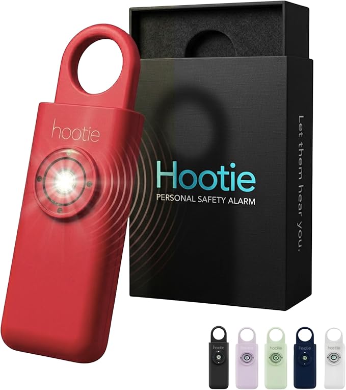 HOOTIE Personal Safety Alarm Keychain, 130dB Personal Alarm for Women Men and Kids, Pull Pin Emergency Panic Alarm with Strobe Light, Portable Self Defence Alarm for Campus Travel and Running - Red
