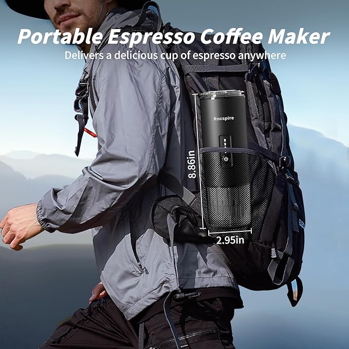 3-in-1 Portable Espresso Maker 20 Bar Self-Heating Stainless Steel Fits Ground Coffee & Nespresso Capsules USB-C Rechargeable for Camping Car Hiking Office