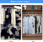 Mskitchen Hanging Clothes Storage with 4" Gusseted Garment Covers (Set of 6) - Clear Suit, Sweater, Shirt, Jacket Protectors for Closet - 24"x 32"x 4" / 6 Pack