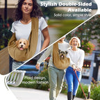Pawaboo Small Dog Sling Carrier, Reversible Hands Free Dog Sling Carriers for Small Dogs and Cats, Puppy Slings Carrier with Safety Harness, Puppy Essentials, Khaki