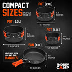 Smokey Camp Camping Cookware Mess Kit Set with Stove - Backpacking Camping Pots and Pans Set, All in One Non-Stick Camping Cooking Set, Portable Stove, Hiking, Picnic, Outdoor & Camping Cookware Set