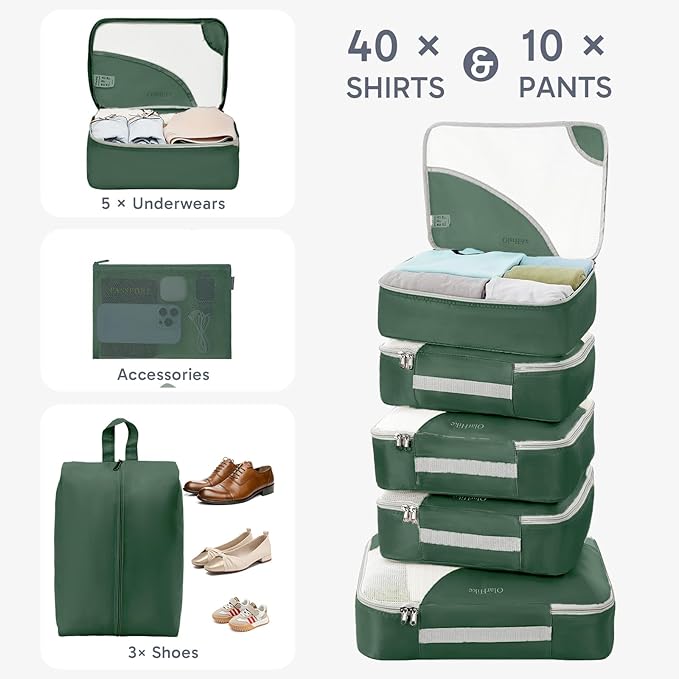 10 Set Packing Cubes for Travel, Gifts for Women Mom,Anti-Tearing Suitcase Organizer,OlarHike Vacation Essentials & Accessories for Cruise Ship