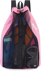 WANDF Swim Bag Mesh Drawstring Backpack Beach Backpack for Swimming, Gym, and Workout Gear