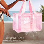 Fammart Iridescent Clear Beach Bag for Women, Jelly Tote Bag Waterproof Sandproof Pool Bag Cruise Vacation Essentials