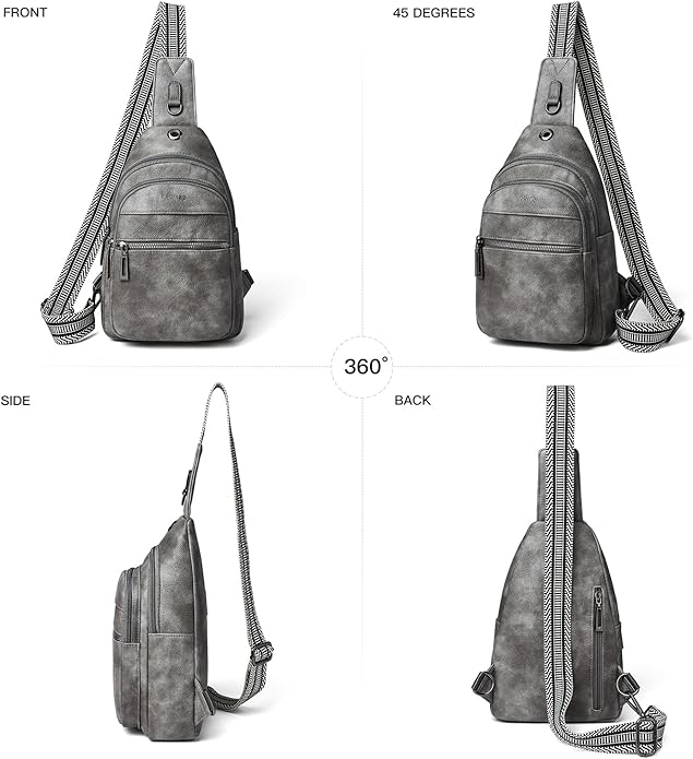 LATMAP Sling Bag For Women Faux Leather Small Casual Daypack Backpack Fanny Pack Crossbody Chest Bags Purse