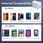 USB C Wall Fast Charger Block, 60W 4-Port Type C Charger Fast Charging Blocks +QC 3.0 USB C Multiport Charger Brick for Phone 16/15/14/13/12 Pro Max, Pad, Galaxy S24/23