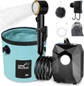 Upgraded Camping Light Portable Shower, 5 Pressure Levels Rechargeable Camping Shower Pump with 20L Foldable Bucket & Intelligent LED Display, 6000mAh Outdoor Shower for Camping Hiking, Travel, Car