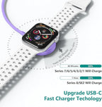 USB C Apple Watch Charger,[MFi Certified] iPhone Fast Magnetic iWatch Charger 6ft USB C Charging Cable Cord Long and Type C Wall Charger Block for Apple Watch Series 11/10/9/Ultra/8/7/SE/SE2/6/5/4/3/2