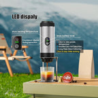 6-in-1 Portable Electric Espresso Machine–20Bar Self‑Heating camping coffee maker with 7500mA Battery,Display,compatible with Large/Small Capsules&Coffee Powder for Travel,Camping,Car&Office