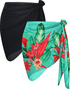 CHICGAL 2 Pieces Women Beach Sarong Bathing Suit Wrap Skirt Sheer Bikini Swimsuit Cover Ups for Swimwear