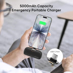 Kuulaa Portable Phone Charger with Built-in USB-C Plug, 5000mAh Mini Portable Charger Power Bank Small Battery Pack for iPhone 15/16/17 Samsung S24/S23 & Android (Black)
