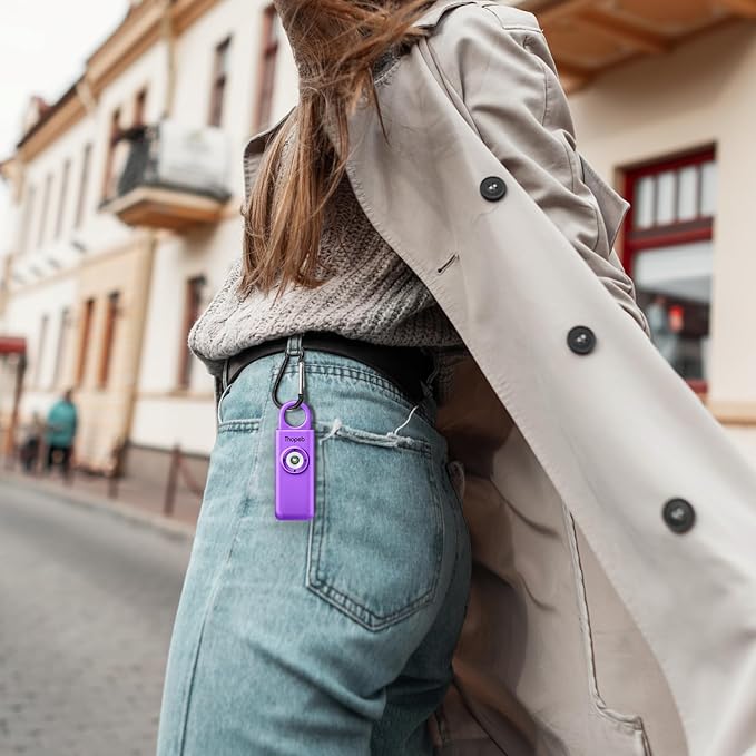 Thopeb–The Original Personal Safety Alarm for Women Self Defense – Elders & Kids Self Defense Keychain Siren – 135dB Loud Siren Bird Sound – Cute Key Chains Protection (Deep Purple)
