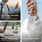 sharge 3 in 1 Portable Charger with Built-in Retractable Cables 10000mAh Power Bank, 30W Max Travel Essentials Battery Pack Fast Charging Powerbank for iPhone 17/16 and More
