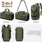 Gym Bag for Men and Women with Shoe & Laptop Compartment, 3-in-1 Sports Travel Duffel Bag Anti-Theft Weekender Carry-on Backpack for Airplane & Workout, Overnight Travel Bag, 35L, Green, Medium