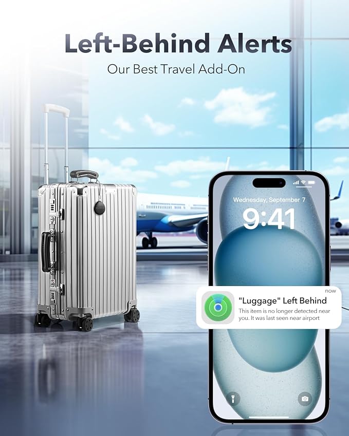 Air Tracker Tags-4 Pack for Apple Find My (iOS Only), Official MFi Certified, Mini Bluetooth Key Finder Locator with Sound, Smart Luggage Tracker for iPhone, Suitcases, Backpack, Wallet, Bike