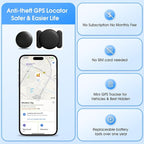 Mini GPS Tracker for Vehicles, Hidden Car Location Tracker w/Magnetic Case, Real Time Global Tracking, Item Finder for Pets, Keys, Wallets Works with Find My (iOS Only) No Monthly Fees, Black