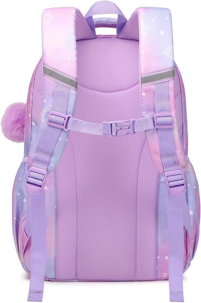 PIG PIG GIRL Kids Backpack for Girls - School Bags for Middle School Students - Book Bag for Elementary Primary - Kawaii Ita Backpack - Purple