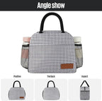 douyadady Lunch Bag Women/Men Lunch Box Women/Men (Black+White Grid)