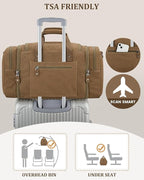 Gonex Canvas Duffle Bag for Travel, Expandable Water Resistant 50L Carry on Duffel Overnight Weekender Gym Bag with Wet Dry Separation Pocket & Suitcase Handle Sleeve,Coffee