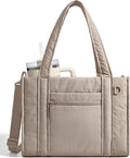 BAGSMART Boxy Tote Bag for Women, Crossbody Bag with Zipper, Crush Bow Purses for Travel Work College