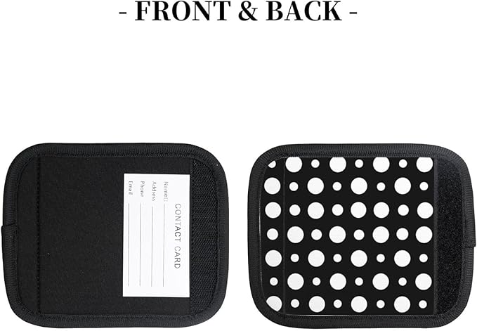 Black and White Polka Dot Print 2 Pack Luggage Handle Wraps for Suitcase Neoprene Travel Bag Handle Cover/Tags/Identifiers/Marker/Grips Travel Accessories for Airplane