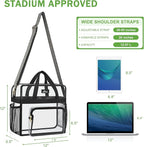MAY TREE Clear Bag for Stadium Events, 12×6×12 Clear Tote Bag with Removable Strap, Transparent Bag for Concert Sports Gym, Wave-Strap