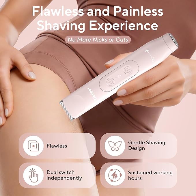 Bikini Trimmer for Women, 2 in 1 Electric Razors for Shower&Travel, IPX7 Waterproof Pubic Hair Remover for Underarm, Legs & Bikini Area, Painless Razor,Hypoallergenic Foil & Ceramic Blades