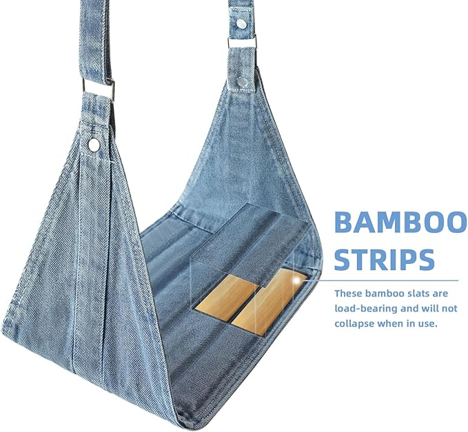 Airplane Foot Hammock, No Collapse Foot Rest for Plane Travel with Extended Adjustment Strap, Portable Desk Foot Hammock with,Cotton Denim, Foot Sling Travel Essentials to Relax Your Feet(Light Blue)