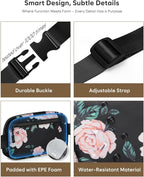 Pritent Fanny Packs for Women Cross Body Bag Waterproof Belt Bag with Adjustable Strap and Zipper Back Pocket Small Crossbody Bags Fashion Waist Packs for Workout Travelling(Flower Print)