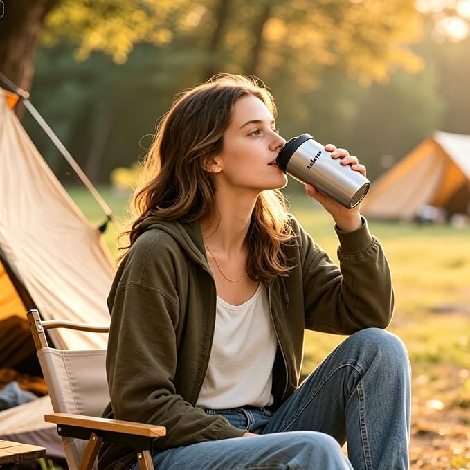 Portable Rapid Coffee Maker – 2-6 Min Quick Brew Electric Coffee & Tea Infuser Makes Smooth, Low-Acid Coffee, 16oz Stainless Steel Travel Cup for Camping, Office, Hiking, Beach, Hotel, RV