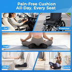 Niceeday Seat Cushion for Office, Car & Wheelchair - Premium Memory Foam with Ergonomic U-Shape Design - Enhanced Comfort for Tailbone, Hip & Sciatica Support, Non-Slip Base & Machine Washable Cover