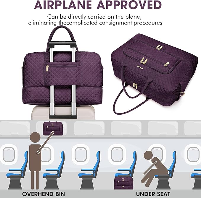 Travel Duffle Bag Weekender for Women - Carry-On Overnight Bag Personal Item Bag with Shoe Compartment & Wet Pocket Large Weekend Tote Bags with Toiletry Bag Hospital Bags for Labor and Delivery