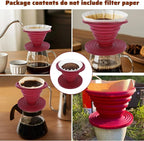 Larrel Pour Over Coffee Maker Portable Coffee Maker Foldable Reusable Pour Over Coffees Dripper Travel Camping Coffees Makers Manual Silicone Filter for Backpacking Camping Hiking Home Office