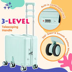 smilesun Kids Ride-On Luggage, 20" Hardshell Carry-On Suitcase with 6 Spinner Wheels, Foldable Pedal, Hidden Cup Holder & Combination Lock for Toddlers & Children (Green, 20-inch)