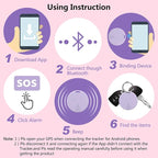 Aircawin GPS Tracker Case,Key Item Finder Locator,No Monthly Fee App for iOS/Android 2023 Latest,Portable Anti-Lost Bluetooth Mini Tag Item Tracker for Luggages/Kids/Pets/Phone/Wallet/Bag-1Pcs-Purple