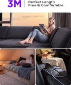 AINOPE 240W Long USB C Cable Multi 4 in 1 Charging Cable Fast Charging C Type Charger Fast Charge USB to USB C,Right Angle Fit iPhone 16 15 Pro Max iPad Samsung 10FT Purple