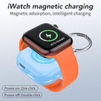 HUOTO Charging Adapter, 1200mAh Battery Powered Portable Wireless Charger for Apple Watch Series 9/8/7/6/SE/5/4/3/2/1 Ultra, Keychain USB-C Charger, Gifts for Women Man