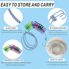 3.8M Travel Clothesline with 22 Clothes Clips, Retractable Portable Clothesline, Multifunctional Clips for for Camper Hotel Room Clothes, Books, Indoor and Outdoor, Colorful