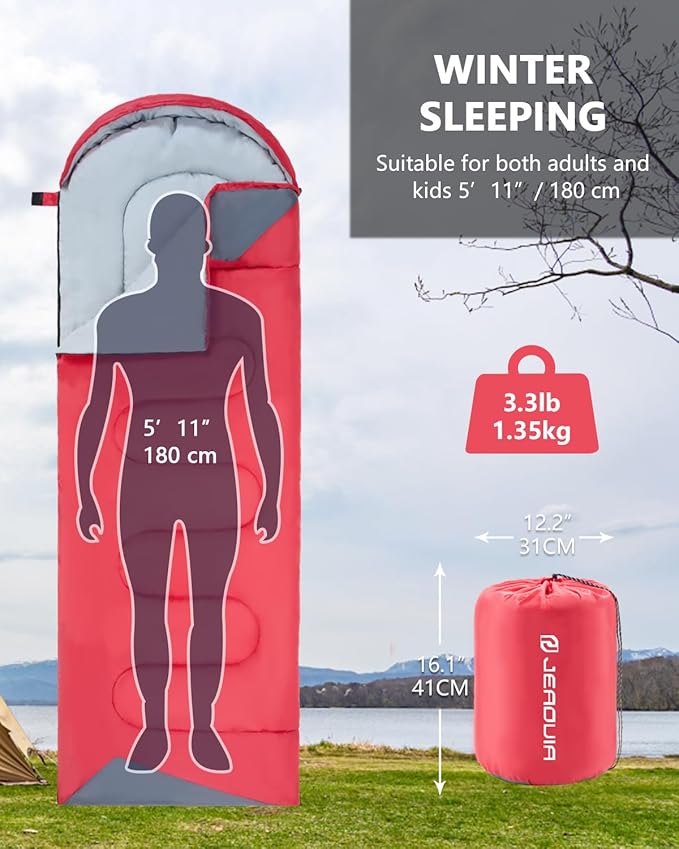 Sleeping Bags for Adults Backpacking Lightweight Waterproof- Cold Weather Sleeping Bag for Girls Boys Mens for Warm Camping Hiking Outdoor Travel Hunting with Compression Bags