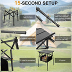 Folding Camping Table - Small Outdoor Table with Storage Bag - Adjustable Height 17.7'' & 24'', Portable Lightweight Aluminum Foldable Side Table for Picnic, BBQ, Beach & Tailgating(Large)
