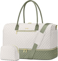 Travel Weekender Duffle Bags for Women - Duffel Bag with Shoe Compartment Carry On Overnight Bag with Toiletry Bag with Wet Pocket for Gym Hospital Bags for Labor and Delivery Beige Green